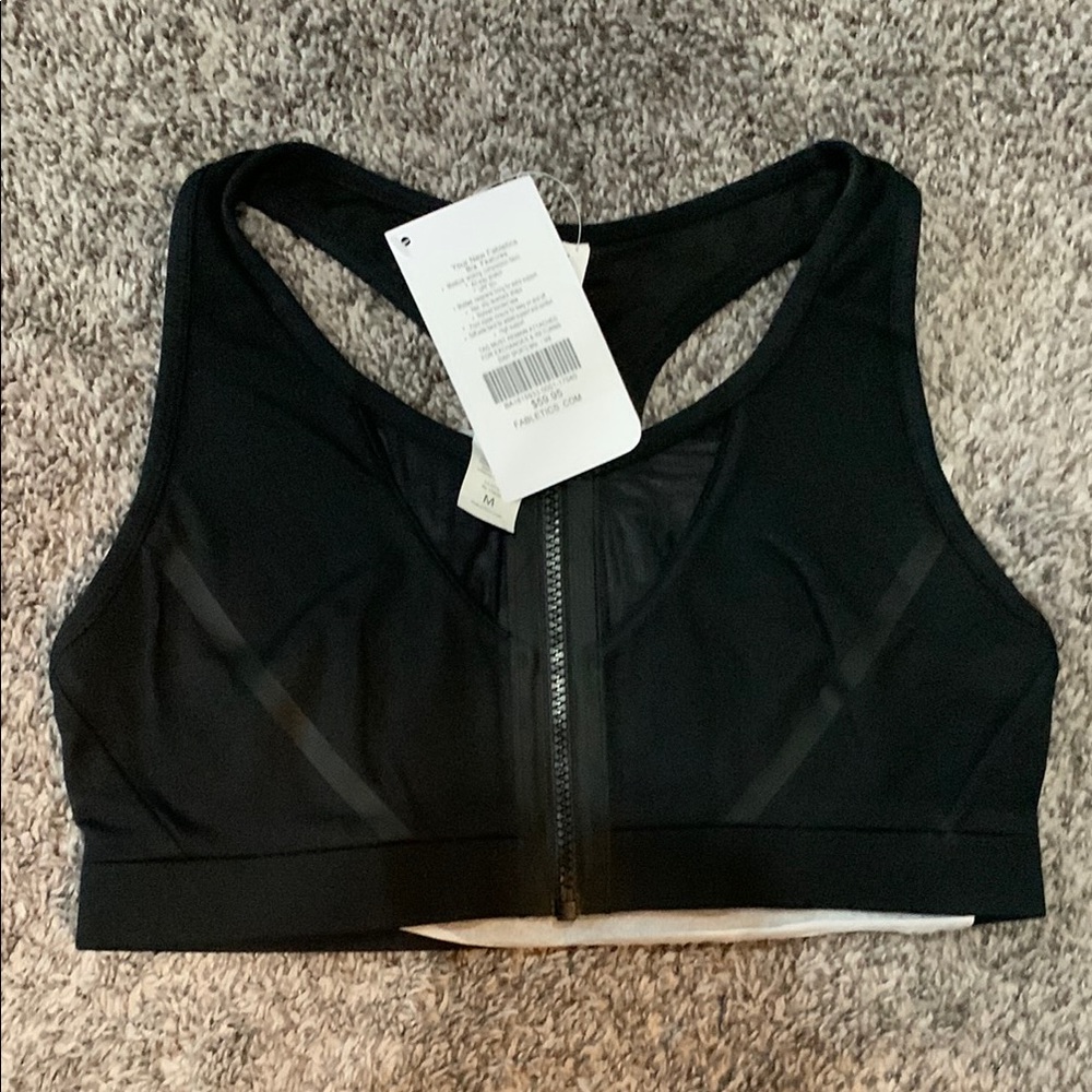 Black High-Impact Sports Bra with Front Zipper